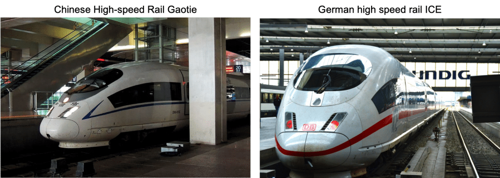 German and Chinese high speed rail